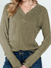 Textured V-Neck Long Sleeve T-Shirt OutfitFlow
